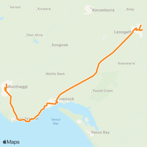 Victoria Regional Buses Leongatha - Wonthaggi via Inverloch map