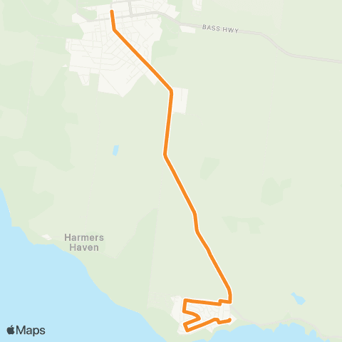 Victoria Regional Buses Wonthaggi - Cape Paterson via Wonthaggi map