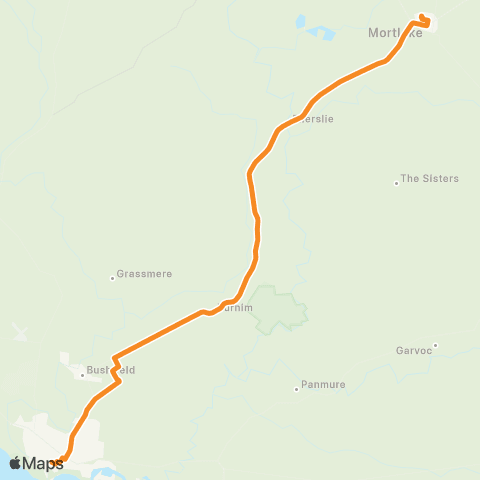 Victoria Regional Buses Mortlake - Warrnambool via Ballangeich, Ellerslie map