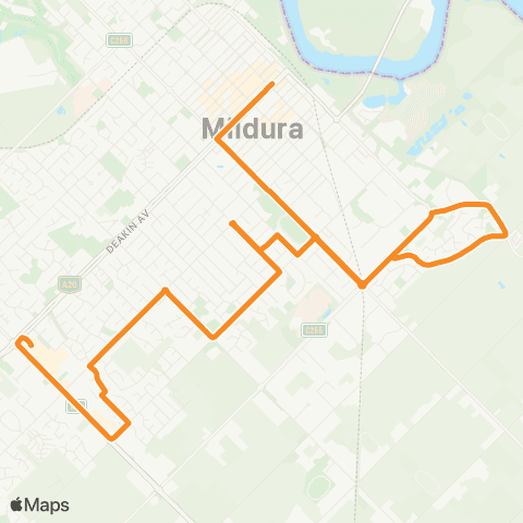 Victoria Regional Buses West End - Wangaratta via West End map