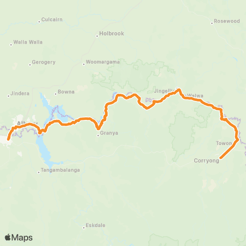 Victoria Regional Buses Albury / Wodonga - Corryong via Walwa map