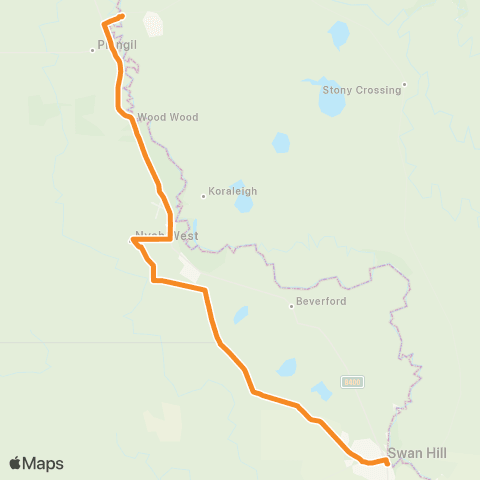 Victoria Regional Buses Tooleybuc - Swan Hill via Nyah West map