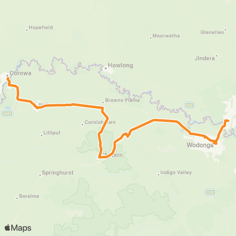 Victoria Regional Buses Corowa - Albury via Barnawartha, Rutherglen map