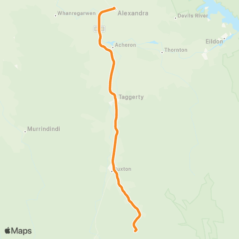 Victoria Regional Buses Marysville - Alexandra via Taggerty, Buxton map