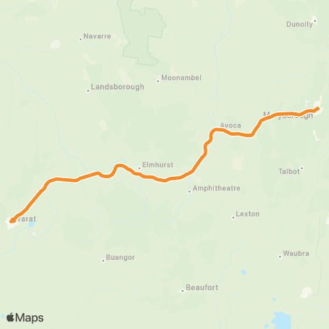 Victoria Regional Buses Maryborough - Ararat via Avoca map