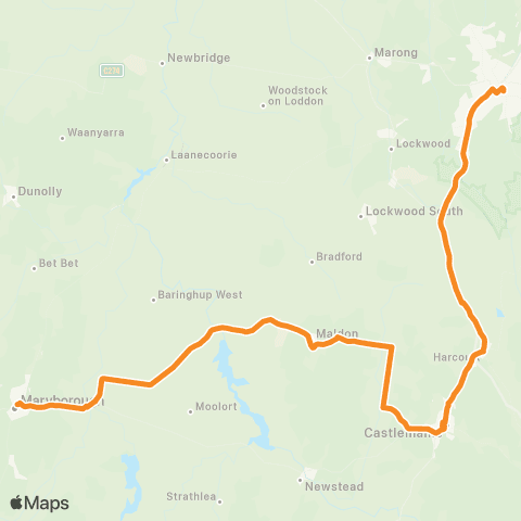 Victoria Regional Buses Maryborough - Bendigo via Maryborough map