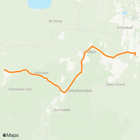 Victoria Regional Buses Smythesdale - Delacombe via Haddon map