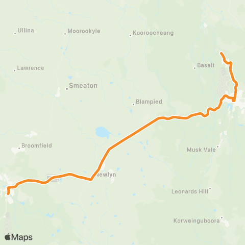 Victoria Regional Buses Creswick - Hepburn via Daylesford map