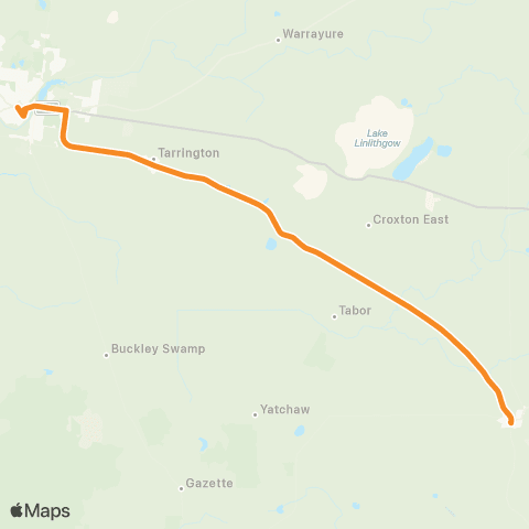 Victoria Regional Buses Penshurst - Hamilton via Tarrington map