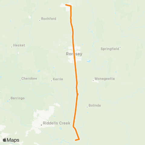 Victoria Regional Buses Lancefield - Sunbury via Lancefield map