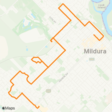 Victoria Regional Buses Mildura Central Sc via West Mildura map