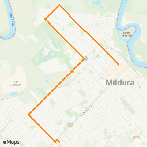 Victoria Regional Buses Mildura City via Mildura City map