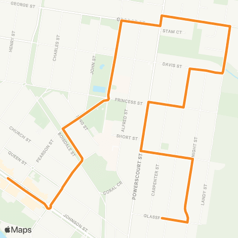Victoria Regional Buses Glassford St - Maffra Post Office via Maffra Hosp map