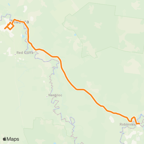 Victoria Regional Buses Robinvale - Mildura via Euston map