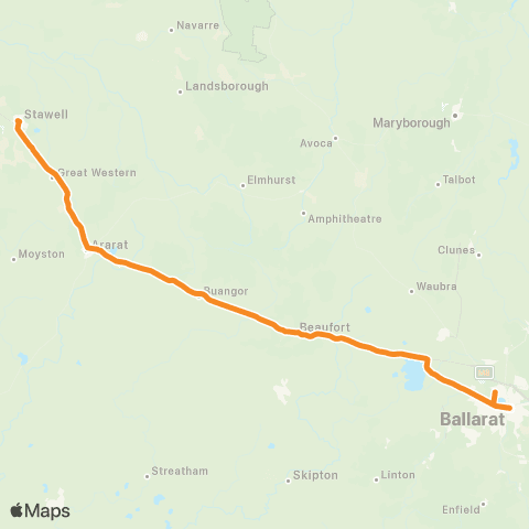 Victoria Regional Buses Ballarat - Stawell via Ararat, Beaufort map