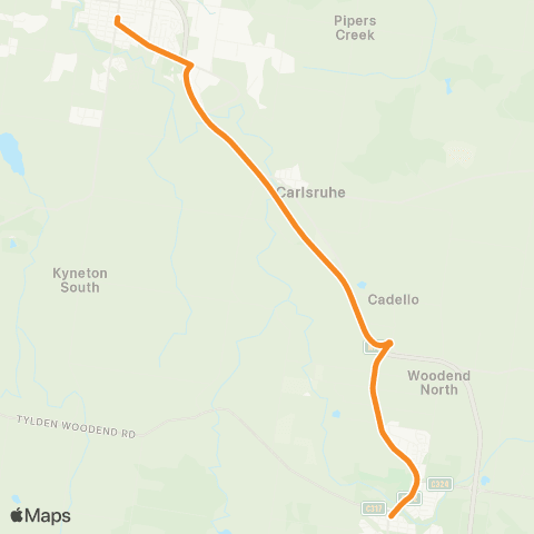 Victoria Regional Buses Kyneton - Woodend via Kyneton map