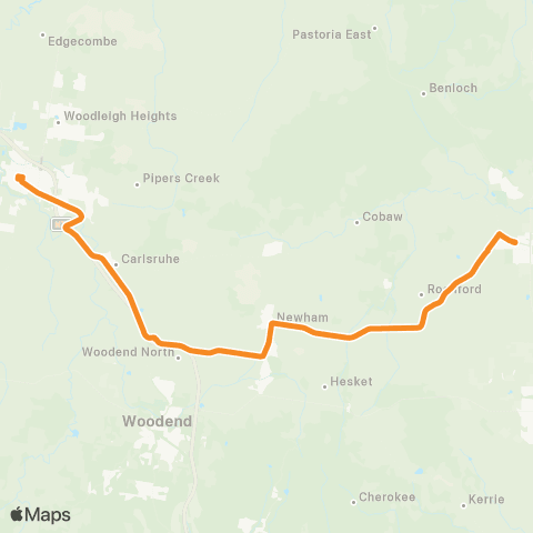 Victoria Regional Buses Kyneton Town Ctr - Lancefield via Kyneton Town Ctr map