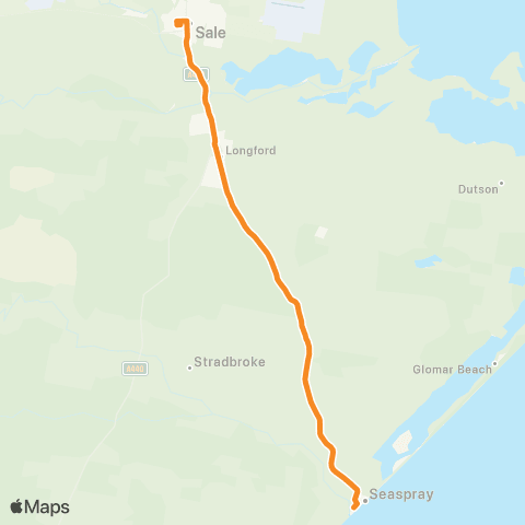 Victoria Regional Buses Seaspray - Sale via Longford map