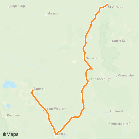 Victoria Regional Buses Stawell - St Arnaud via Ararat map