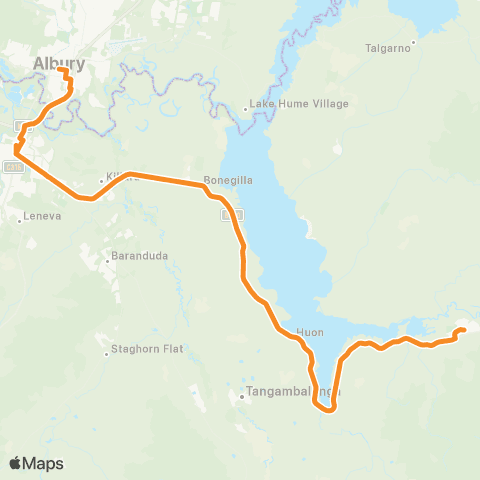 Victoria Regional Buses Tallangatta - Albury via Killara, Bonegilla, Red Bluff map