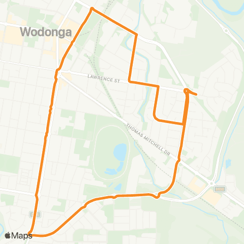 Victoria Regional Buses East Wodonga via East Wodonga map