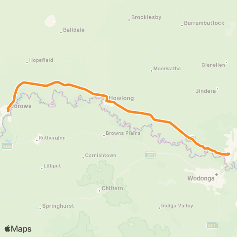 Victoria Regional Buses Albury - Corowa via Howlong map