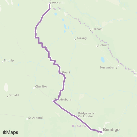PTV - Public Transport Victoria Bendigo via Sunbury map