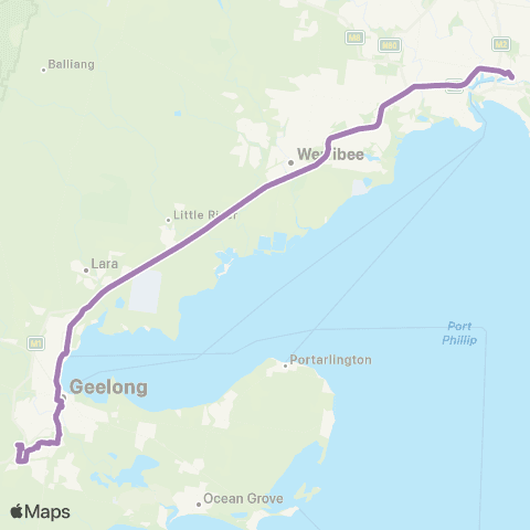 PTV - Public Transport Victoria Geelong via Geelong map