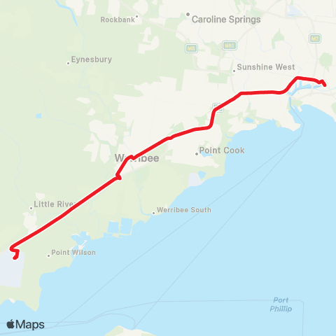 SkyBus Melbourne City - Avalon Airport map