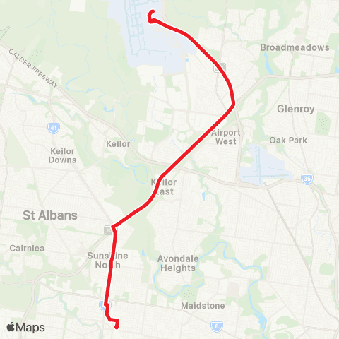 SkyBus Sunshine Railway Sta - Melbourne Airport map