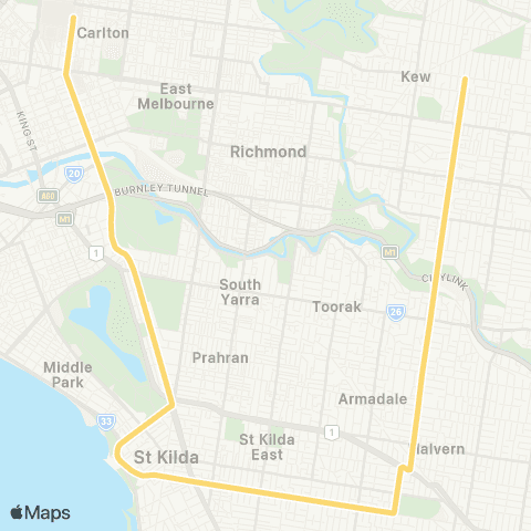 PTV - Public Transport Victoria Kew - Melbourne University map