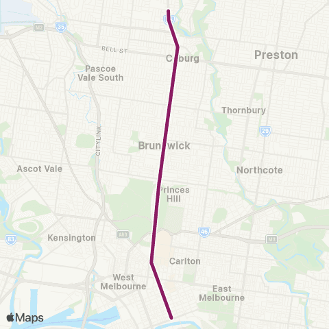 PTV - Public Transport Victoria Flinders Street Station - North Coburg map