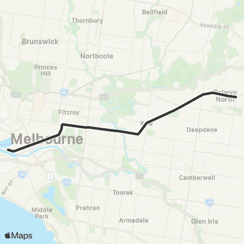 PTV - Public Transport Victoria Victoria Harbour Docklands - N Balwyn map