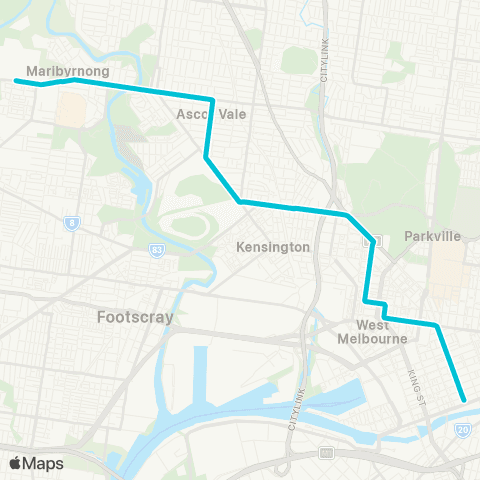 PTV - Public Transport Victoria Flinders Street Station - W Maribyrnong map