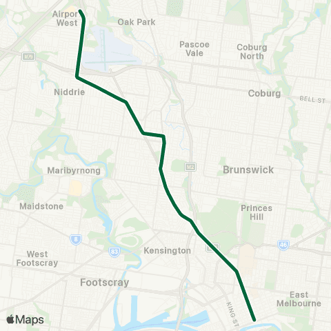PTV - Public Transport Victoria Flinders Street Station - Airport West map