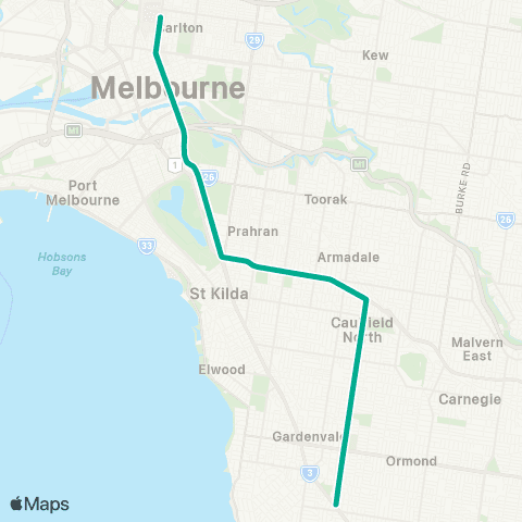PTV - Public Transport Victoria East Brighton - Melbourne University map