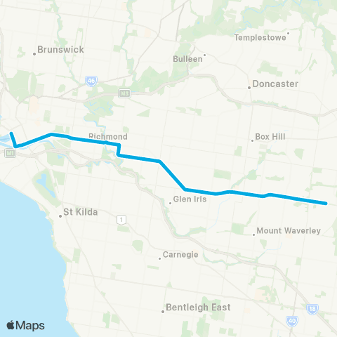 PTV - Public Transport Victoria Central Pier Docklands - Vermont South map