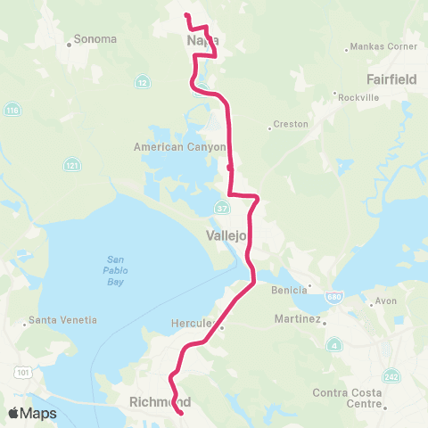 The Vine Napa-BART Express map