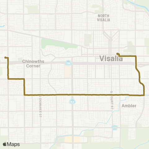 Visalia Transit Route 5 map