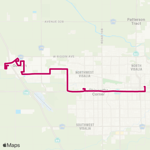 Visalia Transit Route 15 map