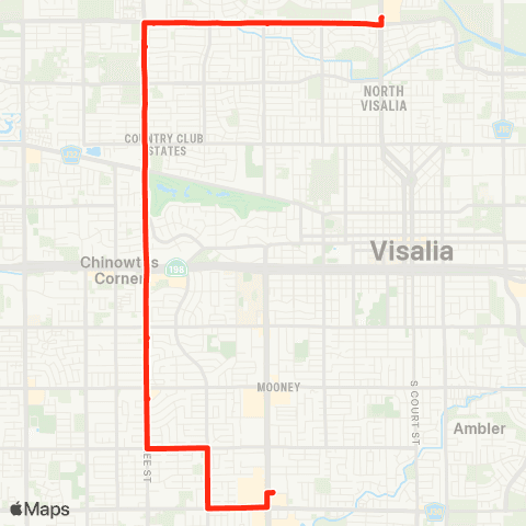 Visalia Transit Route 16 map