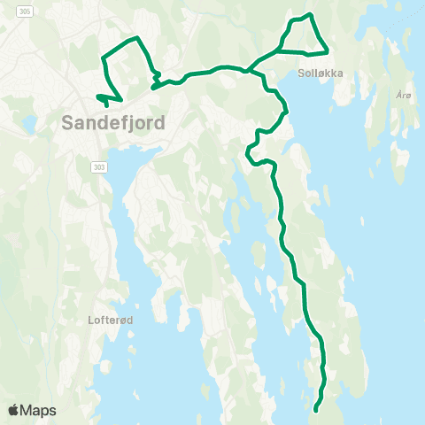 VKT - Vestfold Kollektivtrafikk Sandefjord-Solløkka-Sandefjord map
