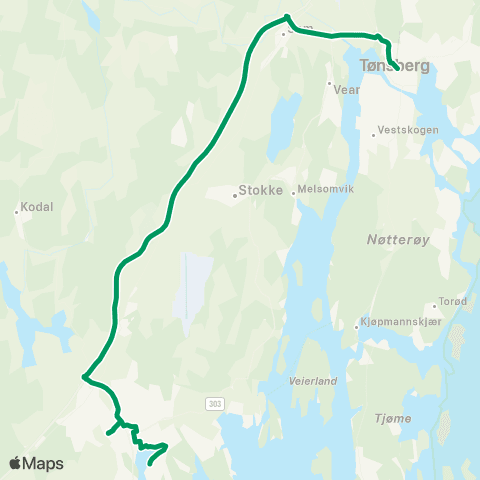 VKT - Vestfold Kollektivtrafikk Tønsberg-E18-Sandefjord map