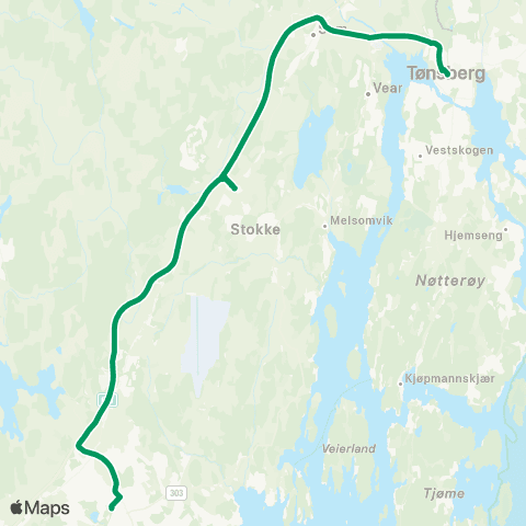 VKT - Vestfold Kollektivtrafikk Sandefjord-E18-Tønsberg map