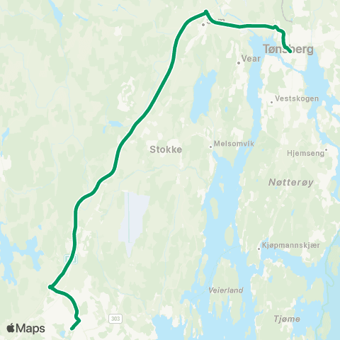 VKT - Vestfold Kollektivtrafikk Tønsberg-E18-Sandefjord map