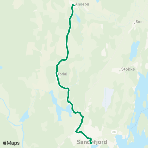 VKT - Vestfold Kollektivtrafikk Sandefjord-Kodal-Andebu map