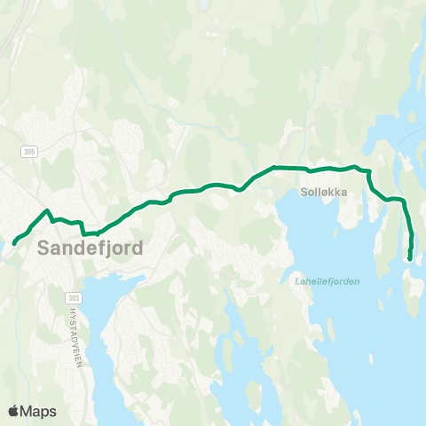 VKT - Vestfold Kollektivtrafikk Sandefjord-Solløkka map