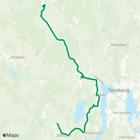 VKT - Vestfold Kollektivtrafikk Vear-Bergsåsen map