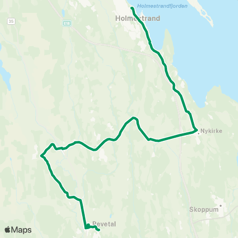 VKT - Vestfold Kollektivtrafikk Holmestrand-Kirkevoll-Revetal map