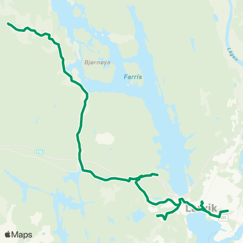 VKT - Vestfold Kollektivtrafikk Larvik-Kjose map